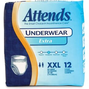 Attends Incontinence Care Underwear for Adults, Extra, XXL, 12 Count (Pack of 4)