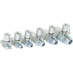 SINOCMP JIC30 6 Pack Hydraulic Swivel Run Tees Hydrulic Tee Connector JIC30 Tester Tee Coupling Set for Excavator Construction Machinery Hydraulic System