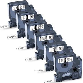 6-Pack Wonfoucs Compatible for Dymo Rhino 18051 18053 18055 (1/4", 3/8", 1/2") Heat Shrink Tube Labels, Industrial Heat Shrink Labels Compatible for Dymo Rhino 4200, 5200, 5000, Black on White