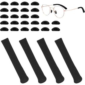 4pcs Eyeglass Ear Pads, Eyeglass Temple Tips Sleeve with Eyeglass Nose Pads Glasses Ear Grip Arm Cushions Retainer