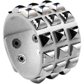 Punk Rock Pyramid Rivet Studded Wristband Wide Pu Leather Arm Cuff Bracelet