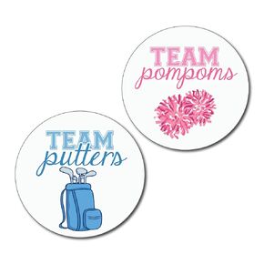 36 2.5 inch Golf Gender Reveal Party Stickers - Team Putters and Pompoms