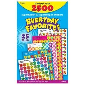Everyday Favorites superSpots & superShapes Stickers Variety Pack by TREND Enterprises, Inc. 2500 ct; 7/16" Incentive Chart Size