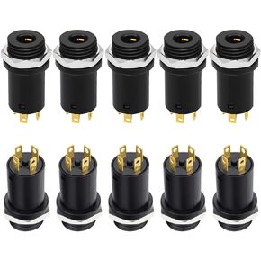 10pcs 3.5mm Mini Stereo Female Jack Socket Plug with Nuts 3.5mm Stereo Panel Mount Jack Solder Connector Headphone Audio Video Vertical Socket 4 Pole Gold Plated