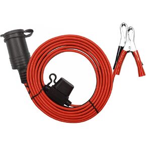 Cigarette Lighter Socket Alligator Clamp - 10ft Battery Clips to Female Car Cigarette Lighter Socket Adapter Extension Cord 12v-24v Battery Clip-on Extension Cable with 15A Fuse