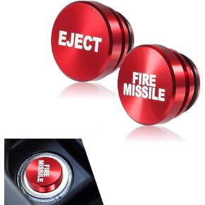 2 PCS Car Cigarette Lighter Cover, 1.08" x 0.68" Eject FIRE Missile 12V Metal Cigarette Lighter Protection Dust Cover, Vehicle Mini Decorative Accessories, for Cars, Motorcycles (Red)
