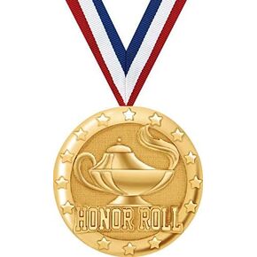 Honor Roll Medals - 2" Gold Honor Roll Medal Awards Prime