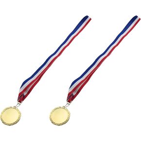 2PCS Gold Award with Medals Award Neck Ribbons Medal Award Ribbons Striped Medal Lanyards for Games Sports Competitions
