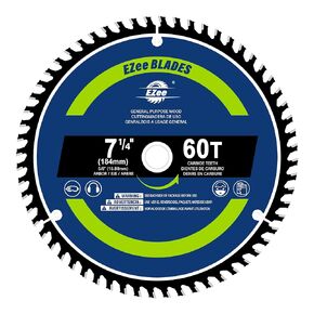 7-1/4 Inch 60 Teeth with 5/8 Inch Arbor Circular Saw Blades,0.06 Inch Thin Kerf,Tungsten Carbide Tipped(TCT) ATB Teeth Fine Finish for Various Wood Cutting,Framing,Max RPM 7000(1-Pack)