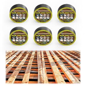sexyrobot 6 Rolls Deck Joist Tape 2" x 50' Waterproof Seal Anticorrosive Self-Adhesive Butyl Flashing Joist Tape for DeckingRoof Joists Wood Beam SF01