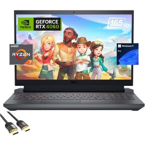 Dell G15 Gaming Laptop, 15.6" 165Hz FHD Display, AMD 8-Cores Ryzen 7 7840HS (Up to 5.1GHz), GeForce RTX 4060, 16GB RAM, 1TB PCIe 4.0, WiFi 6, Backlit KB, Keypad, RJ45, PDG HDMI Cable, Win 11 Pro