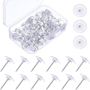 Clear Push Pins Small Plastic Thumb Tacks Steel Point and Clear Plastic Head Pushpins Transparent Paper Push Pins for Cork Board (150)