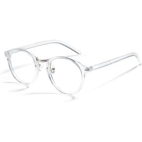 Cyxus Nerd Glasses Round Blue Light Glasses for Women Men Reduce Eye Strain UV Blocking for Computer Screen（8065T01 Black）
