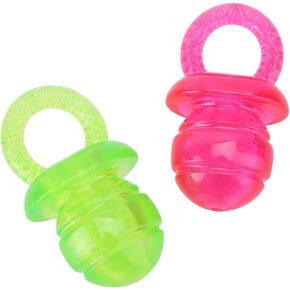 Puppy Pacifier for Small Dogs, 2 PCS Dog Pacifier, Pet Puppy Molar Chewing Training Toys Bite Resistant Rubber Clean Teeth Tools (Red Green)