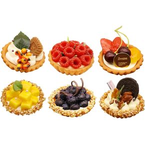 Artificial Egg Tart Models Set,6 Packs Artificial Fruit Cakes Desserts for Window Decor,Home Kitchen Decor, Bakery Shop Display