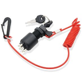 Rain King 5005801 Ignition Key Compatible with OMC Johnson Evinrude 40-200HP Outboard Motor Replace175974 5005801 Ignition Switch And Key Lanyard Assembly Switch (357868)