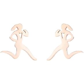 Fashion Running Sport Figure Stud Earrings for Women Girls Cartilage Stainless Steel Hollow Heart Studs Earring Simple Jewelry Gifts