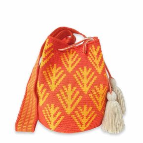 حقيبة Wayuu الأكثر مبيعًا، Mochila من كولومبيا، حقيبة كروس متوسطة الحجم من الكروشيه، محفظة متوسطة الحجم مصنوعة يدويًا، حقيبة دلو عرقية، حرفة كولومبية (مربعات خضراء)