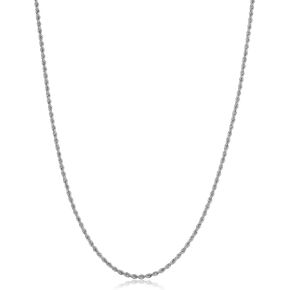 Kooljewelry 10k White Gold 1.5 mm Classic Rope Chain Necklace (14, 16, 18, 20, 2, 24, 26 or 30 inch)