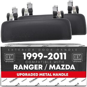 مجموعة مقابض الباب الخارجية، الأمامي الأيسر والأيمن - متوافق مع 1998-2011 Ford Ranger، 2001-2010 Mazda B2300، B3000، B4000 - أسود مزخرف، معدن - OEM 2L5Z-1022404-BAA، 6L2Z7822405DBPT