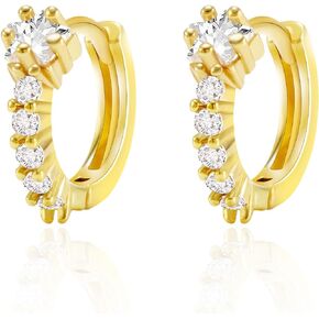Gold Huggie Hoop Earrings for Women Dainty 18K Gold Cubic Zirconia Small Huggie Earrings Tiny Mini Huggie Hoop Earrings Gold Trendy Jewelry for Her