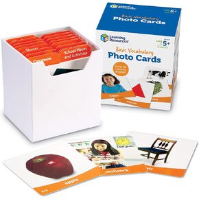 Learning Resources Basic Vocabulary Photo Cards, Vocabulary/Phonics Learning, Educational Games for Kids, 156 Cards, Ages 5+