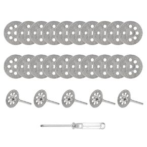 uxcell 25pcs 22mm 8 Holes Diamond Coated Rotary Cut Off Grinding Wheel Discs W 5pcs Mandrel and Screwdriver