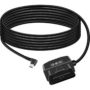 كابل طاقة GELRHONR obd مع زر تبديل، كابل طاقة ميكرو USB إلى obd2 بزاوية يمين لكاميرا داش، مراقبة 24 ساعة/وضع Acc 12-24 فولت إلى 5 فولت 23 أمبير، لكاميرا Dashcam، GPS أو Radar-3.5M/11.5Ft