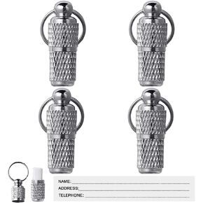 Yahpetes Anti-Lost Pet ID Tag Barrel Stainless Steel Pet ID Tags 4 Pcs Pet Puppy ID Tags Address Name Label Personalized Tag (0.98" X 0.31", Sliver)