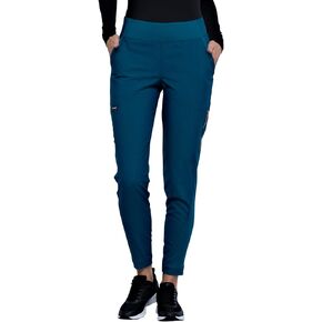 Cherokee Statement CK175 Women's Mid-Rise, Tapered Leg Pull-on Pant, Caribbean Blue, X-Small