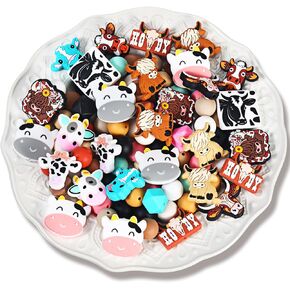 Landical 100 Pcs Silicone Beads for Pens Silicone Beads for Keychain Making 30 Pcs Silicone Focal Beads Bulk 70 Pcs Colorful Round Spacer Beads for DIY Gift Necklace Bracelet Jewelry(Inspire Theme)