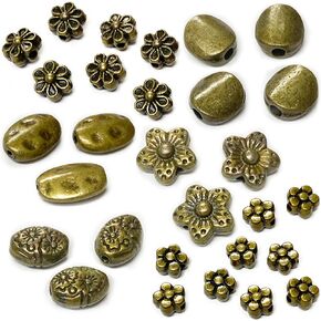 Antique Bronze Spacer Beads for Jewelry Making Small Brass Metal Beads & Bead Assortments for Bracelet Necklace Earring Making Brass Bead Spacers for Jewelry Making Brass Shapes for Crafts 500pcs