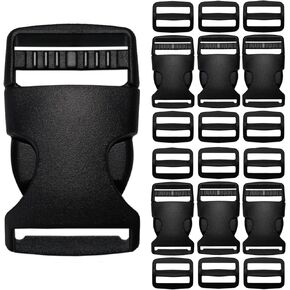 Buckles Straps 1.5 Inch, Webbing Straps 6 Yards, Quick Side Release Plastic Buckles 4 Packs, Tri-Glide Slide Clip 12 PCS, No Sewing Required Heavy Duty Durable, Backpack Parachute Replacement.
