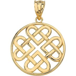 Women's 14k Yellow Gold Endless Celtic Knot Heart Infinity Charm Pendant