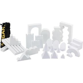 Photography Background Props, White Geometric Cube Photo Props Set, Stereo Photo Decorative Backdrop, Posing Display Solution for Lipstick, Jewelry, Perfume, Makeup Tools, 24Pcs