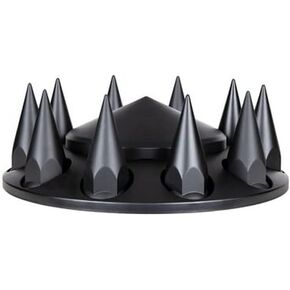 United Pacific 10336 - Axle Hub Cover - Matte Black Pointed Front Axle Cover With 33Mm Spike Thread-On Nut Cover