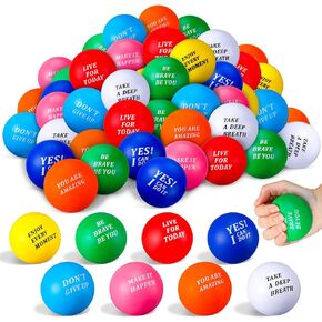 100 Pcs 2.5 Inch Inspirational Colorful Stress Balls Squeeze Balls Pack Motivational Anxiety Relief Balls Small Foam Balls for Adult Girls Boys Employee Gifts (Thank You for Being Amazing)