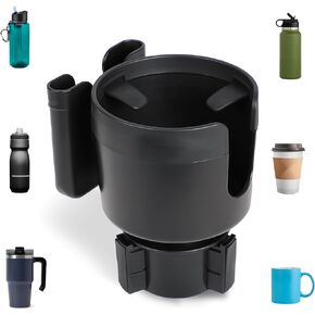 Econour 2 in 1 Multi Car Smart Cup Holder Extender | Phone Holder - Automotive cupholders Expander Adapter with Adjustable Base | Black