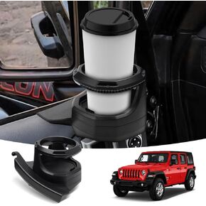 Cup Holder with Coaster Jeep Wrangler JL/Gladiator JT /4Xe Right-Side 2018-2024 Door Cup Holder Right for Jeep Wrangler Accessories Up to 30oz Size Black 1PCS (Right-Side Cup Holder)