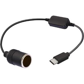 USB Type-c Cigarette Lighter Adapter USB C Male to Car Cigarette Lighter Socket Female Converter Cable 2Ft/60cm