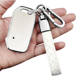 Sindeda for Kia Key Fob Cover,with Leather Keychain Protector Compatible with Cerato Ceed Forte NIRO Sorento Seltos Sportage Soul Telluride Remote/Smart Key,Key Fob Shell (Blue)