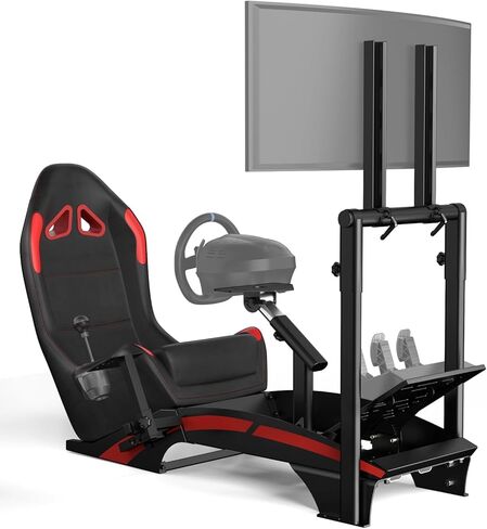 RACGTING Racing Simulator Cockpit مع حامل شاشة تلفزيون لـ G920 G29 G923، محاكي سباق قابل للتعديل لـ Thrustmaster T248X T248 T300 T150 458 TX Xbox PS5 PS4 PC in Kuwait