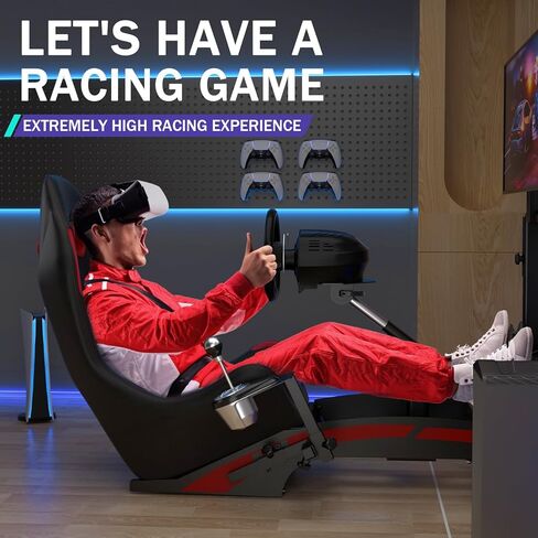 RACGTING Racing Simulator Cockpit مع حامل شاشة تلفزيون لـ G920 G29 G923، محاكي سباق قابل للتعديل لـ Thrustmaster T248X T248 T300 T150 458 TX Xbox PS5 PS4 PC in Kuwait