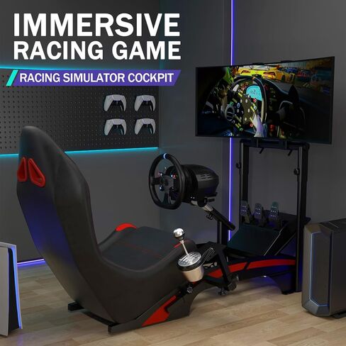 RACGTING Racing Simulator Cockpit مع حامل شاشة تلفزيون لـ G920 G29 G923، محاكي سباق قابل للتعديل لـ Thrustmaster T248X T248 T300 T150 458 TX Xbox PS5 PS4 PC in Kuwait
