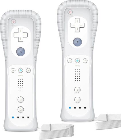 Gamrombo Wii Controller 2 Pack, Wii Remote Controller, with Silicone Case & Wrist Strap, Speaker and Dual Vibration, Wireless Gamepad for Wii/Wii U, White in Saudi Arabia