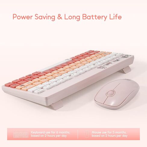Colorful Wireless Keyboard and Mouse Combo, 2.4G USB Compact Portable and Quiet Keyboard and Mouse for PC, Laptop,Tablet,Computer, Cute Cats Yellow in Kuwait