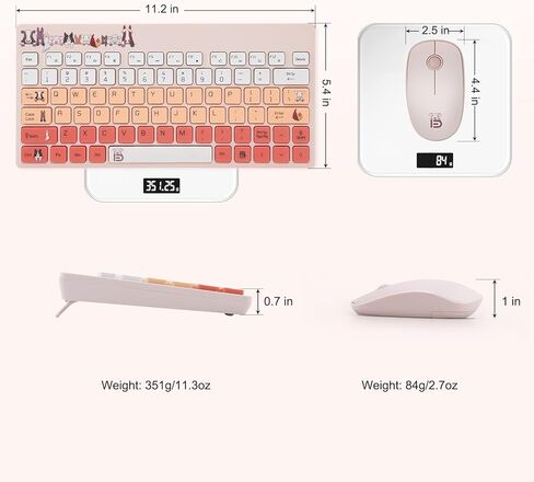 Colorful Wireless Keyboard and Mouse Combo, 2.4G USB Compact Portable and Quiet Keyboard and Mouse for PC, Laptop,Tablet,Computer, Cute Cats Yellow in Kuwait