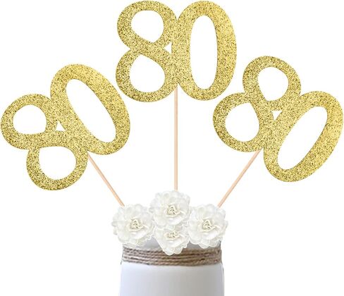 10-Pack Double Sided Glitter 80th Birthday Centerpiece Anniversary Centerpiece Sticks, Number 80 Table Topper Cake Topper for 80th Birthday Anniversary Table Party Decorations (Double Sided black) in Saudi Arabia