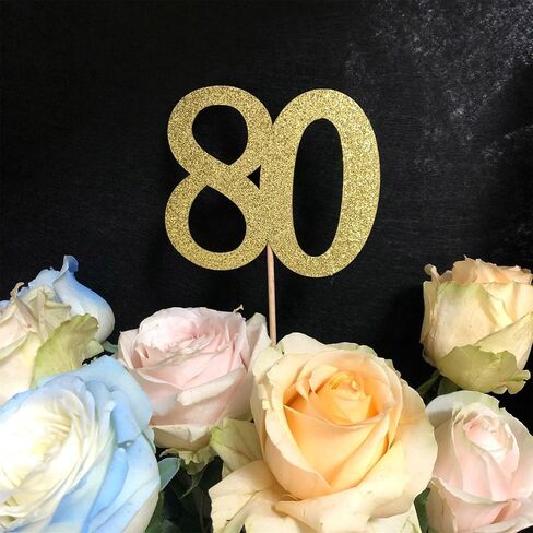 10-Pack Double Sided Glitter 80th Birthday Centerpiece Anniversary Centerpiece Sticks, Number 80 Table Topper Cake Topper for 80th Birthday Anniversary Table Party Decorations (Double Sided black) in Saudi Arabia