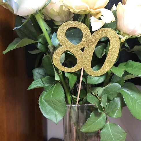 10-Pack Double Sided Glitter 80th Birthday Centerpiece Anniversary Centerpiece Sticks, Number 80 Table Topper Cake Topper for 80th Birthday Anniversary Table Party Decorations (Double Sided black) in Saudi Arabia